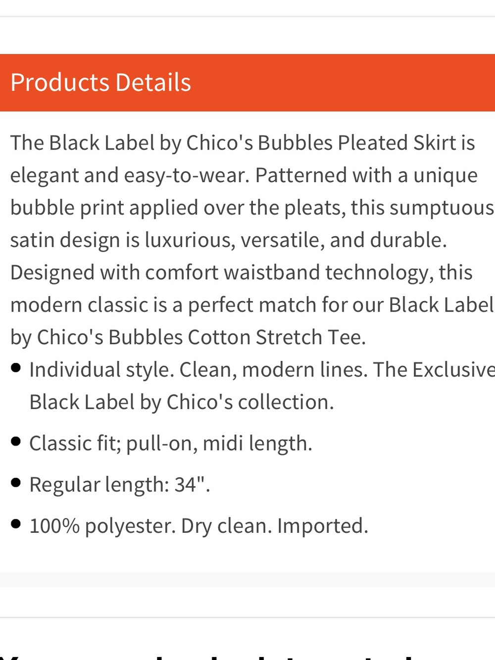 Chico’s Black Label Bubbles Pleated Midi Skirt, Size M - Picture 12 of 12